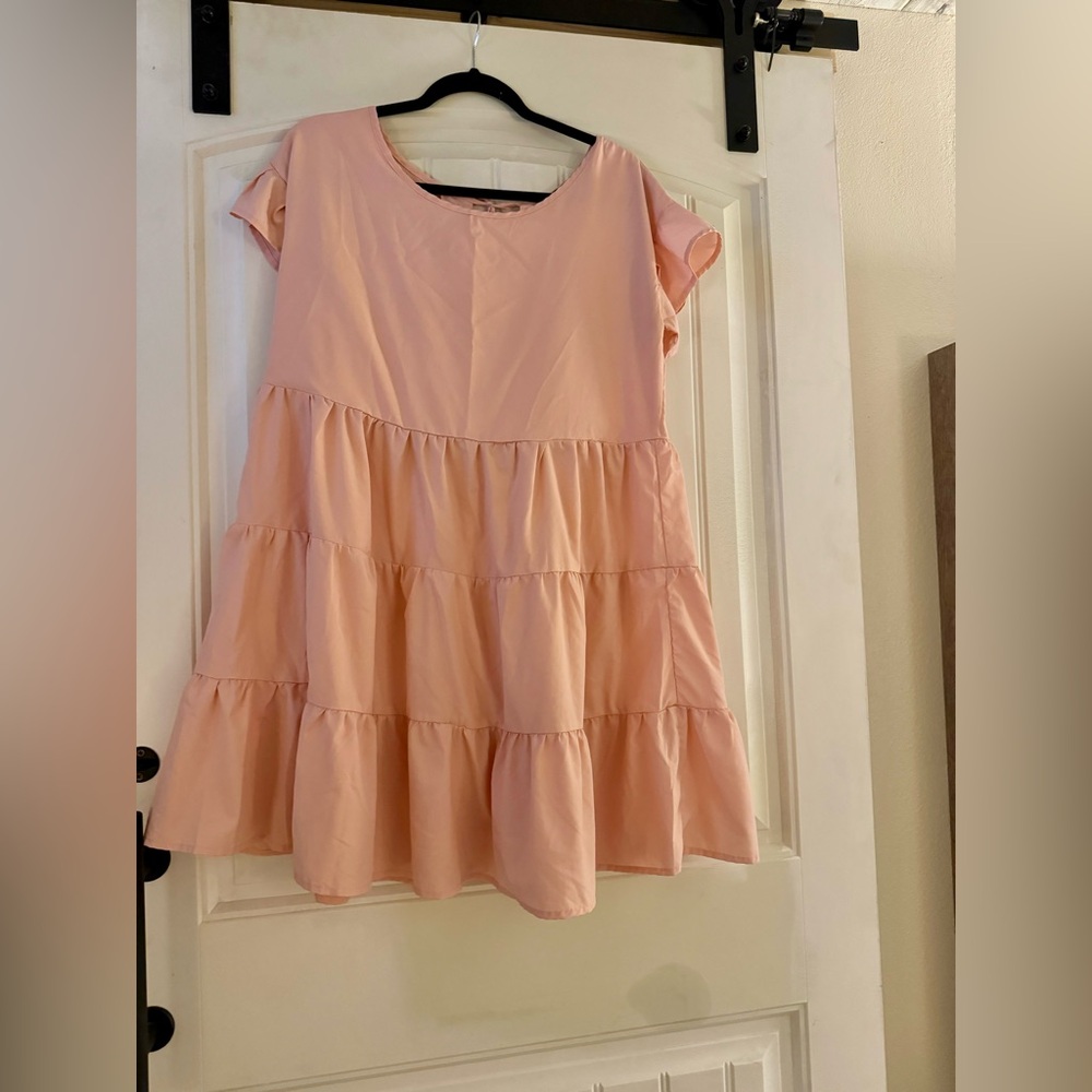 Medium Hyfve Hyfve Hyfve Rosey Pink Flirty and Fun Mini Tiered Dress Tied Back